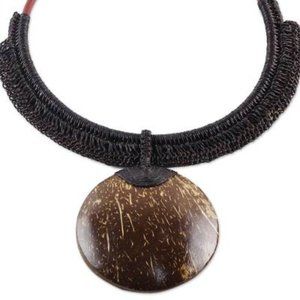 Statement Necklace, "Rustic Moon in Dark Brown"